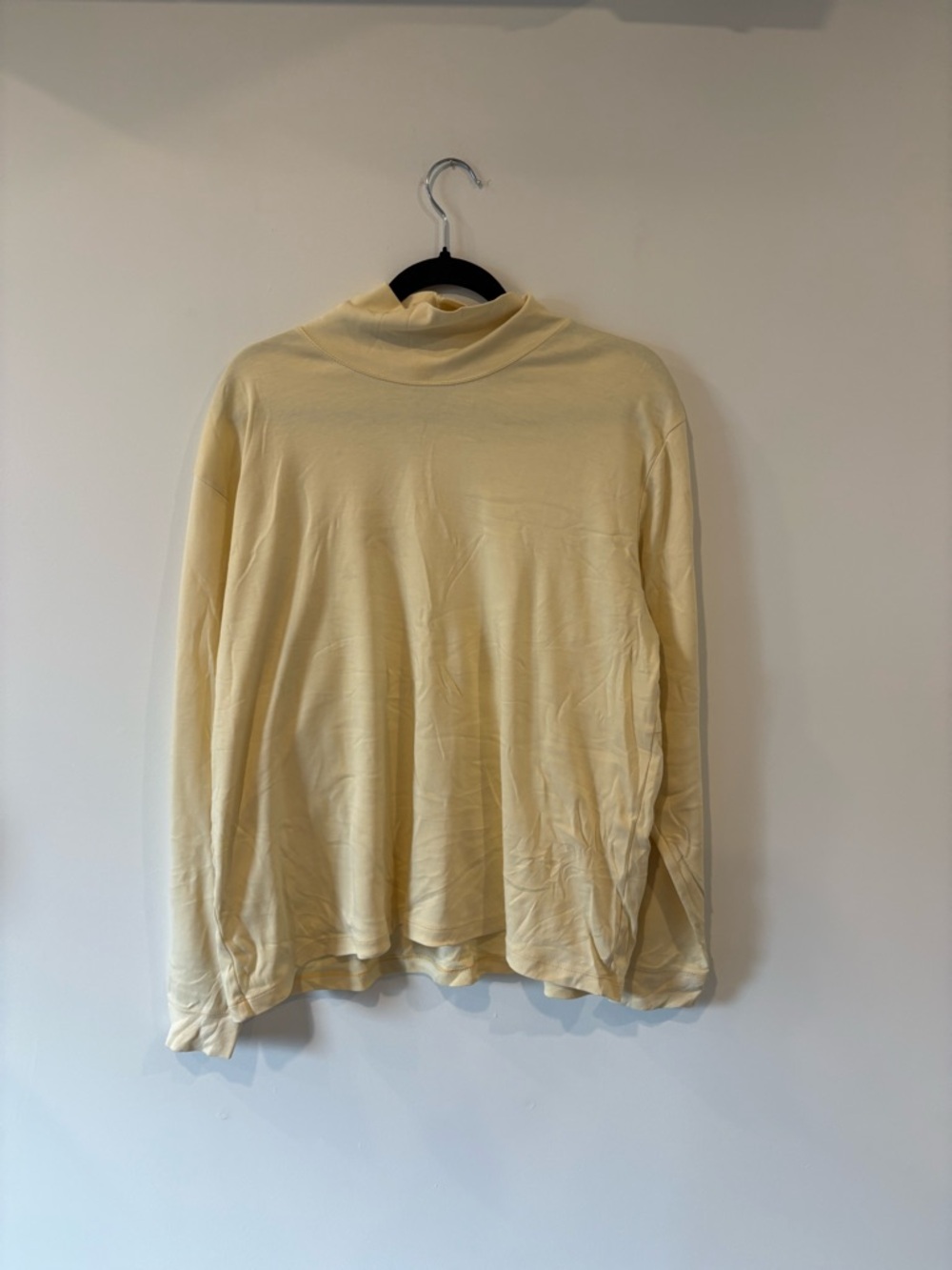 L.L. Bean Butter Yellow Mock Neck Long Sleeve Top